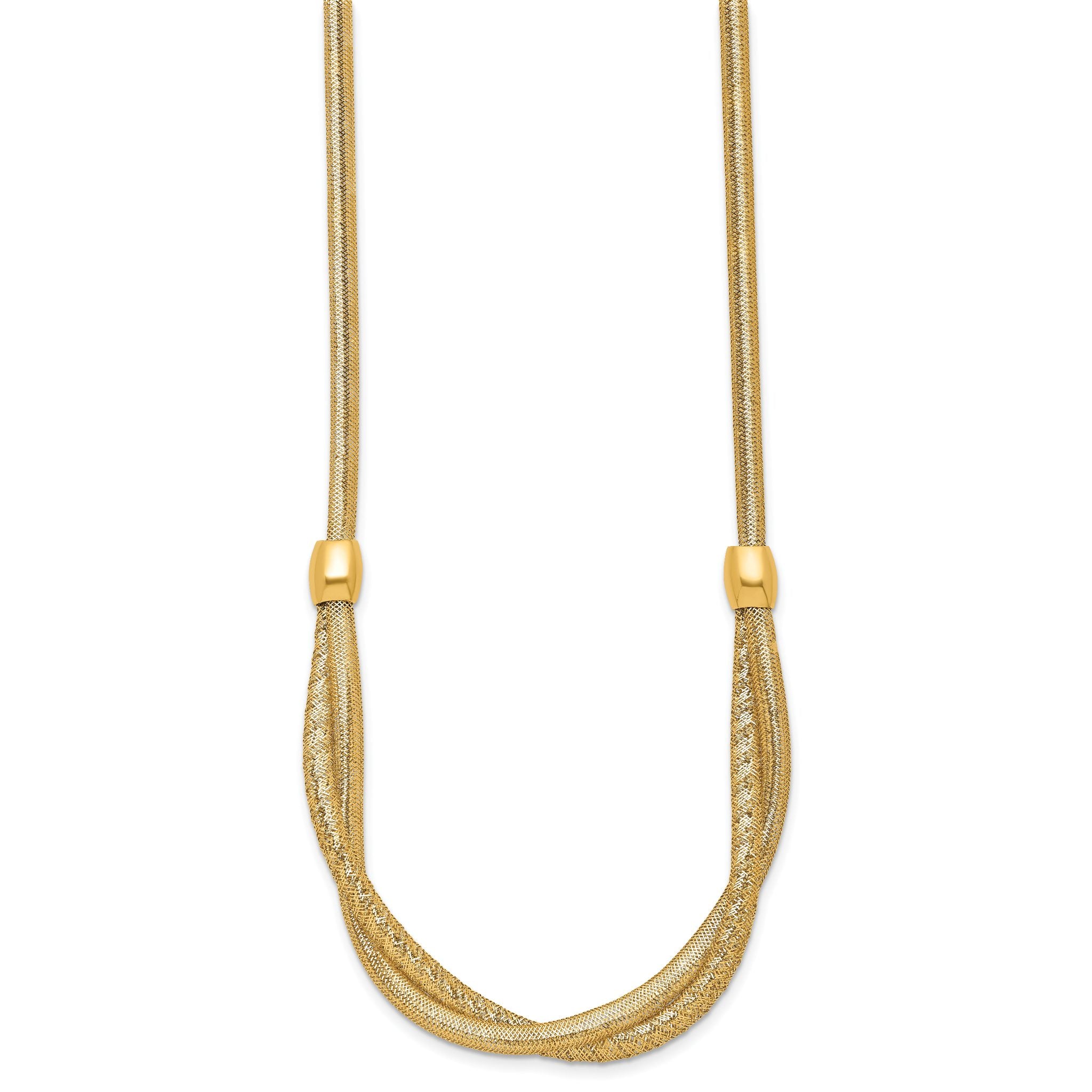 14k Polished Twisted with Beads 7mm Flexible Mesh 18 inch Necklace Secondary image