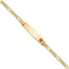 14K Medical Semi-Solid Chain/Solid Plate Soft Diamond Shape 34x8mm Off-Center Red Enamel Figaro Link 7 inch ID Bracelet