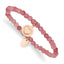 Stainless Steel Polished Rose IP-plated Heart 4mm Pink Jade Beaded Stretch Bracelet for Women