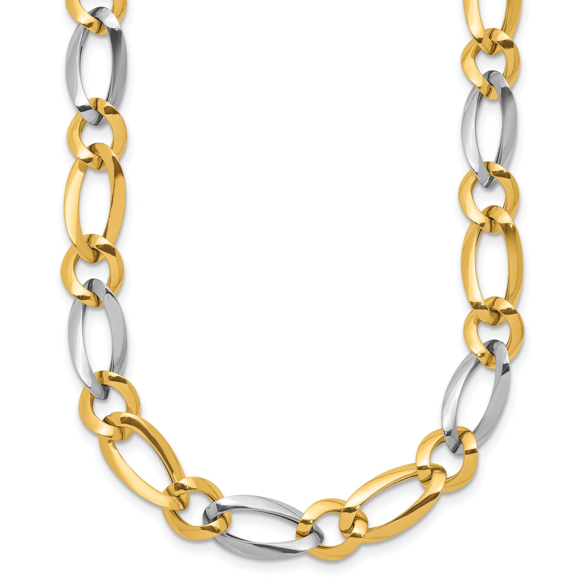 14K Two-Tone Polished Open Link Necklace with Fancy Lobster Clasp