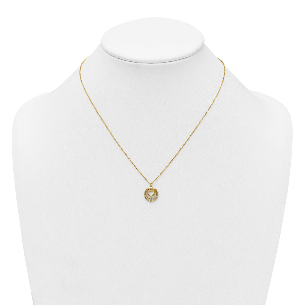 14k Polished and Textured Fancy Circles 17 inch Necklace
