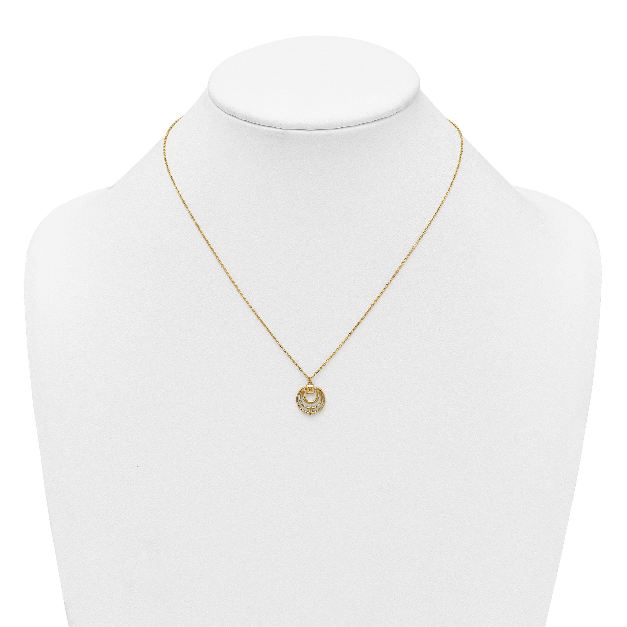 14k Polished and Textured Fancy Circles 17 inch Necklace
