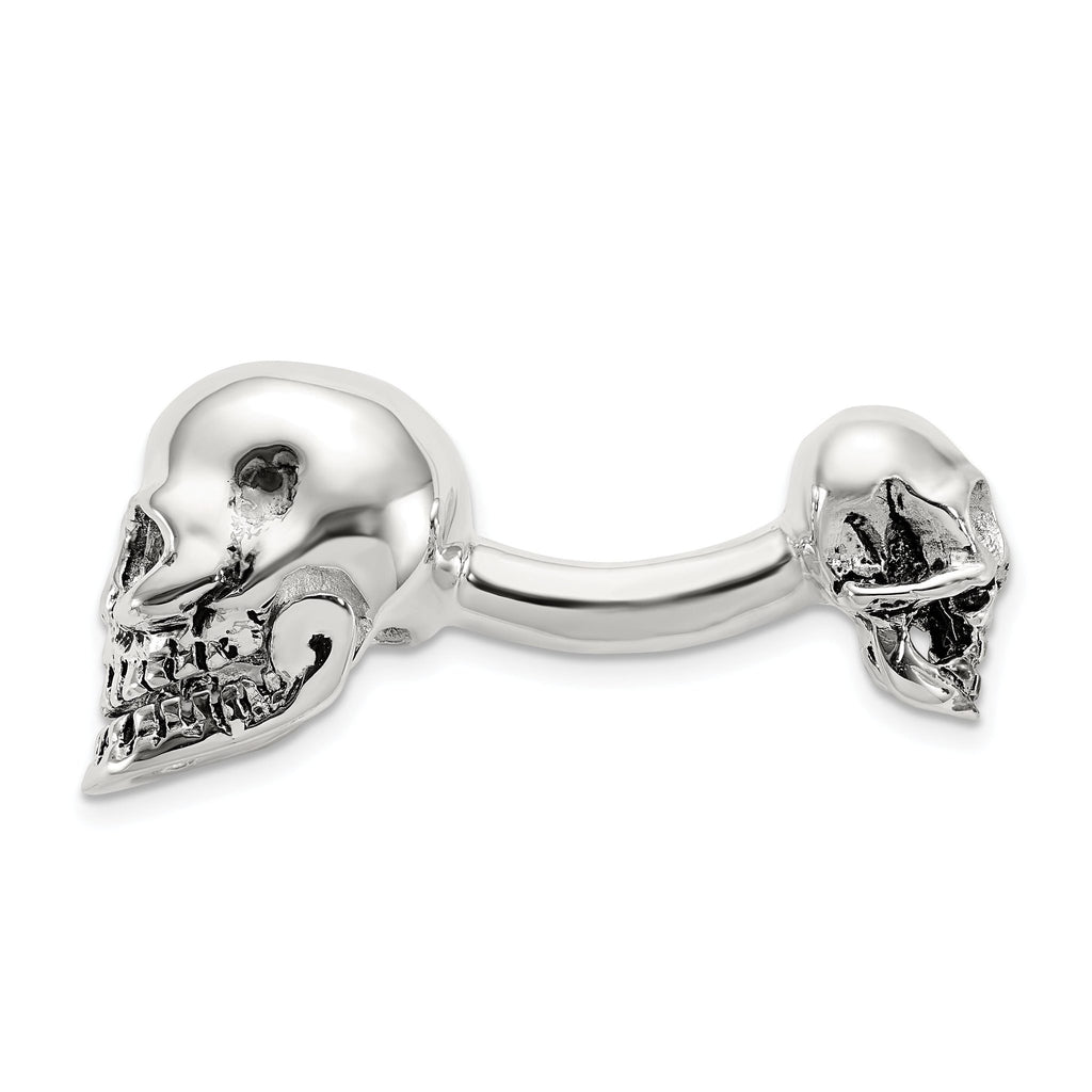 Sterling Silver Antiqued Skull Cuff Links