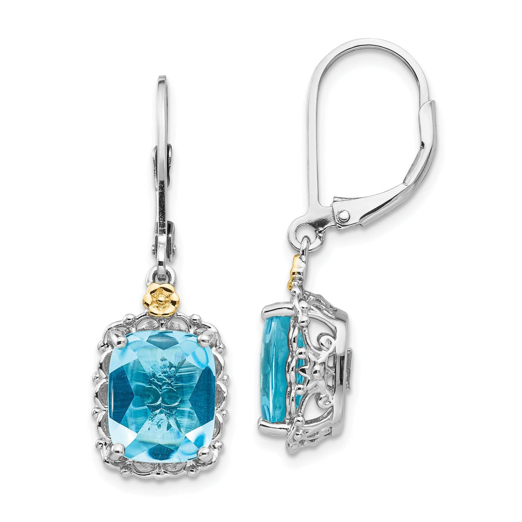 Sterling Silver 14K Accented Blue Topaz Dangle Earrings