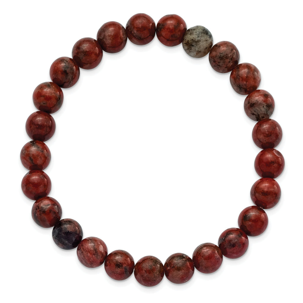 8mm Sesame Red Agate Beaded Stretch Bracelet