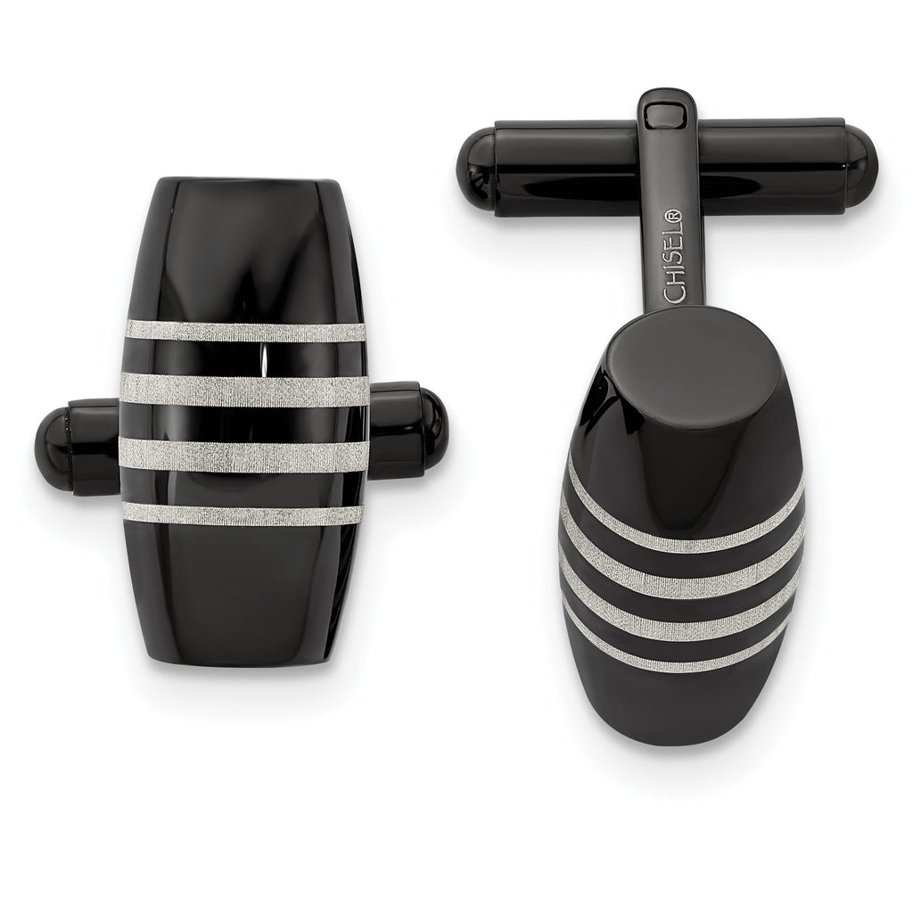 Polished Black Cufflinks in Stainless Steel