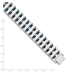 Stainless Steel Polished Blue IP-plated Link Bracelet for Men