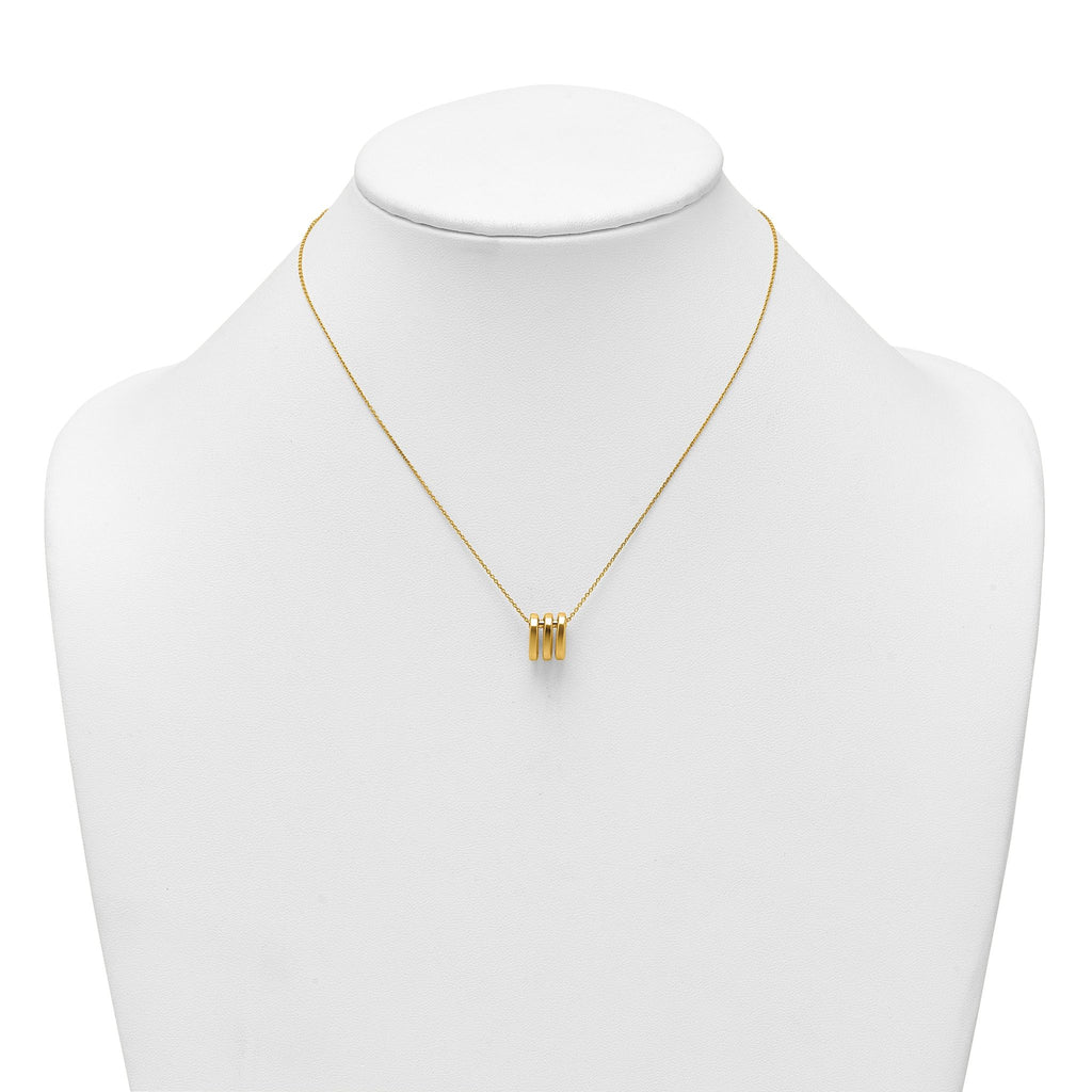 14k Polished 3 Oval Rings 16 inch Necklace Plus 2 inch Extender