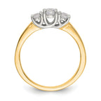 14K Two-tone 3-Stone (Holds 1/4 carat (4.1mm) Round Center) Includes 2-3.2mm Round Side Diamonds Semi-Mount Engagement Ring