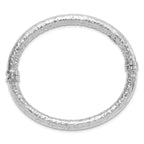 Sterling Silver Rhodium-plated Polished Hammered Bangle