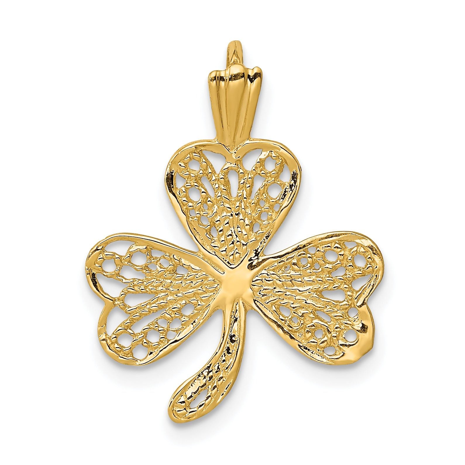 14K Gold Filigree Shamrock Charm with Polished Finish by Sophia Jewelers Main image