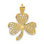14K Gold Filigree Shamrock Charm with Polished Finish by Sophia Jewelers