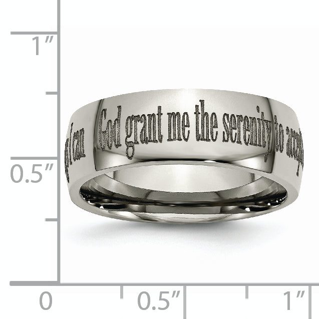 Chisel Titanium Polished Serenity Prayer Laser Design 8mm Band
