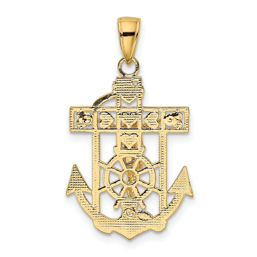 14K Gold Mini Mariners Crucifix Pendant with Polished Textured Finish