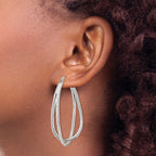 Stainless Steel Polished Twisted Crystal In & Out Hoop Earrings for Women