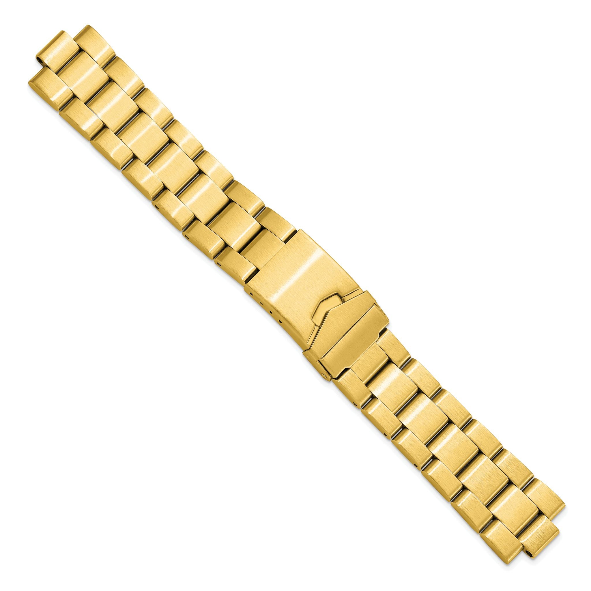 Oyster-Style Watch Band in Gold-Tone Stainless Steel, 18mm