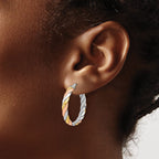 SS RH-plated with Gold and Rose-tone Polished Hoop Earrings