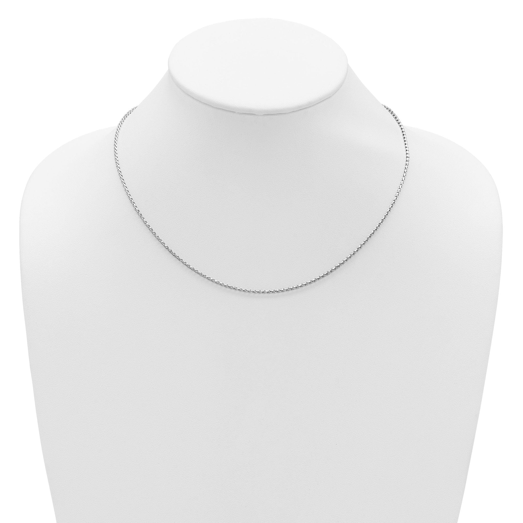 14K White Gold 1.65mm D/C Open Franco 1in+1in Adjustable Chain