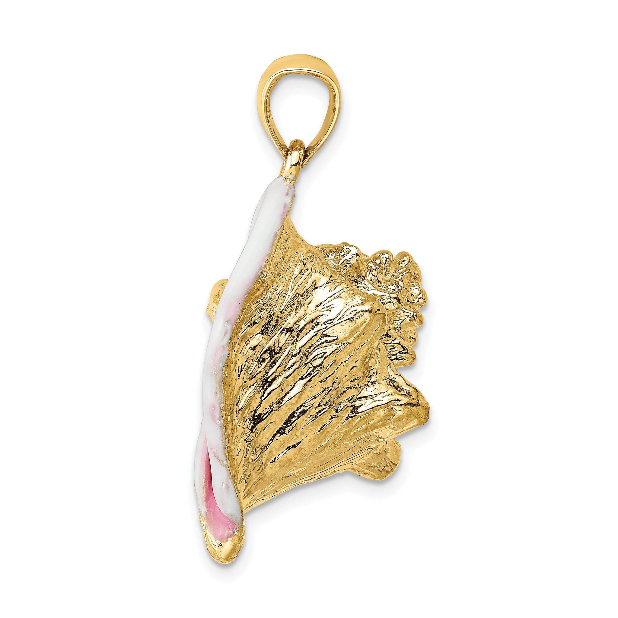 14K 3-D Enamel Large Conch Shell Charm Secondary image