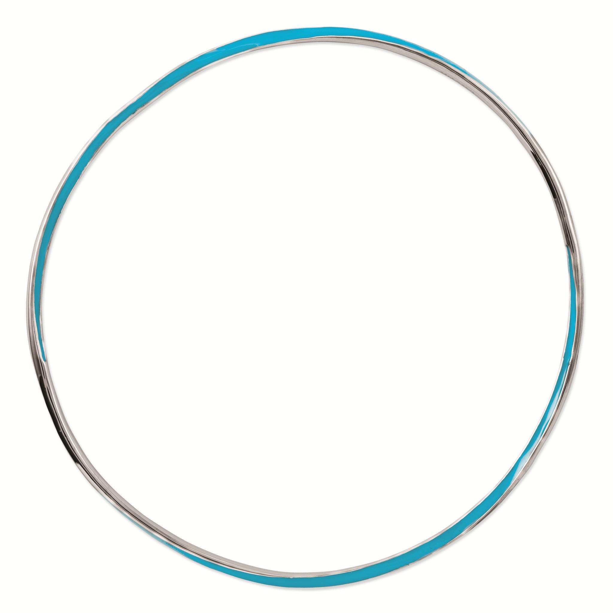 Sterling Silver Stackable Expressions Twisted Blue Enamel Bangle Secondary image