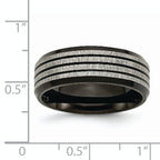 Striped Wedding Band in Black IP-Plated Titanium, 8mm