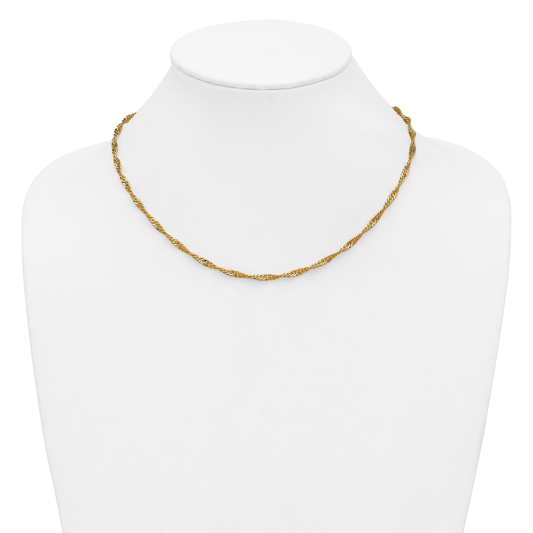 14K Gold Filled Singapore Chain Necklace in 3.2mm Width