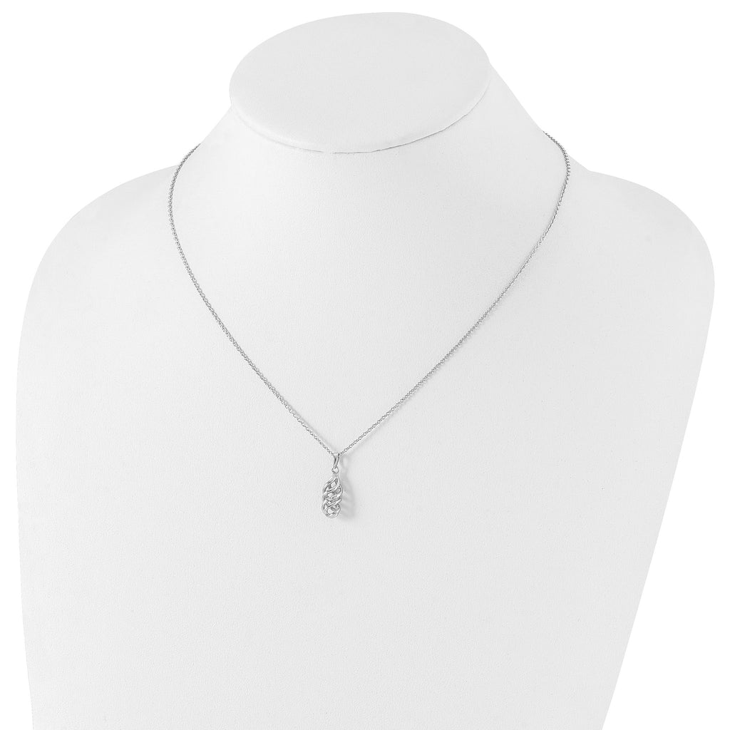 Sophia Jewelers Sterling Silver Diamond Spiral Necklace with Rhodium Finish, Gift Ready