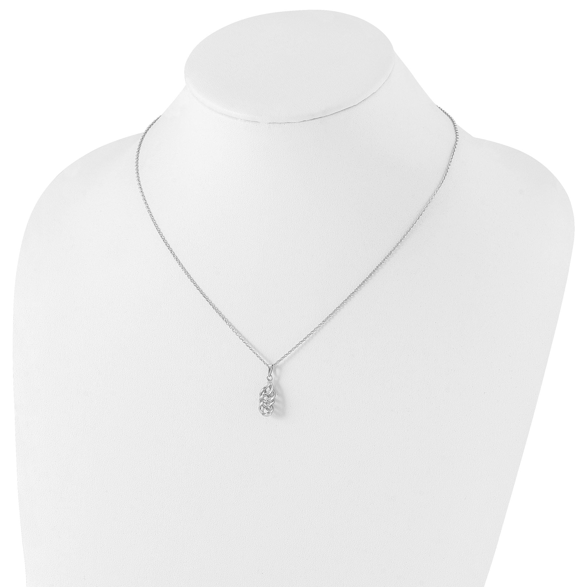 Sophia Jewelers Sterling Silver Diamond Spiral Necklace with Rhodium Finish, Gift Ready