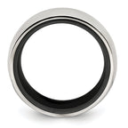 Domed Wedding Band in Black Titanium & Sterling Silver, 10mm