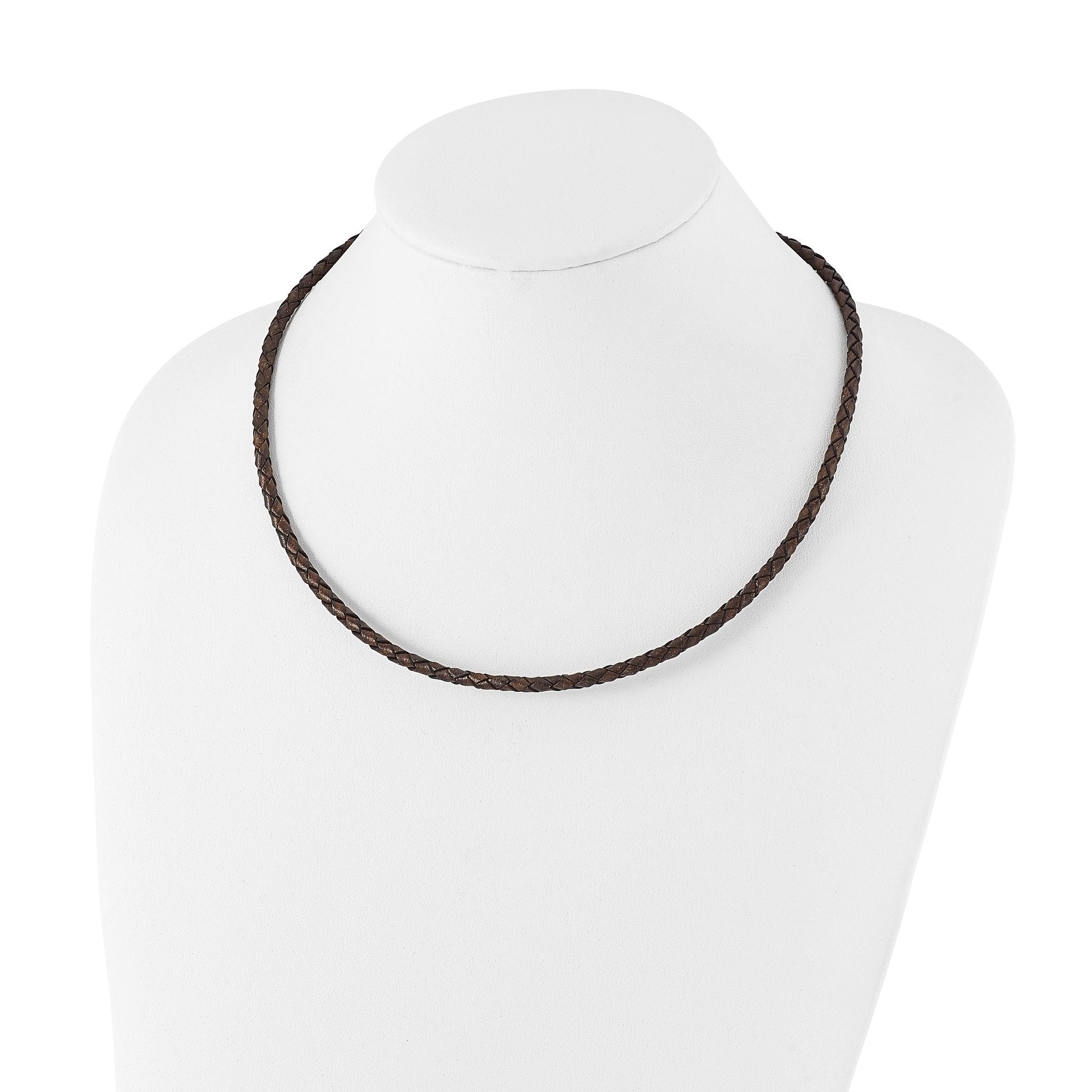Chisel 4mm Genuine Leather Hexagon Weave 18 inch Necklace Secondary image