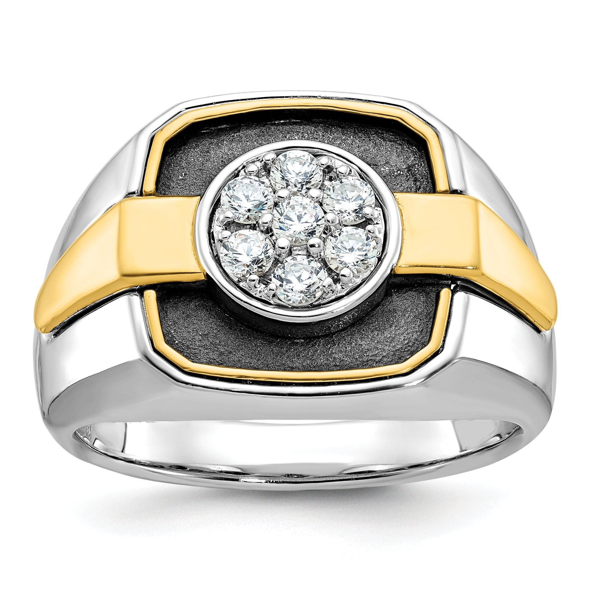 14k Two-tone Mens Polished and Satin Ring Mounting, Mounting Only Main image