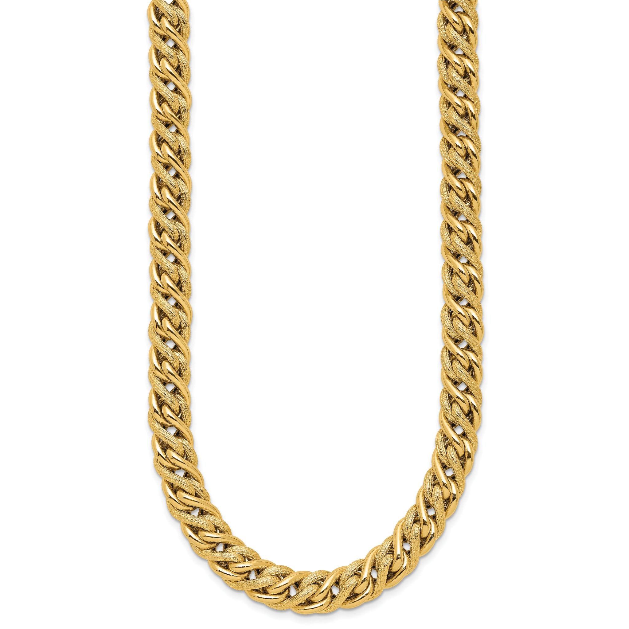 14K Polished and Textured Fancy Link Necklace Secondary image