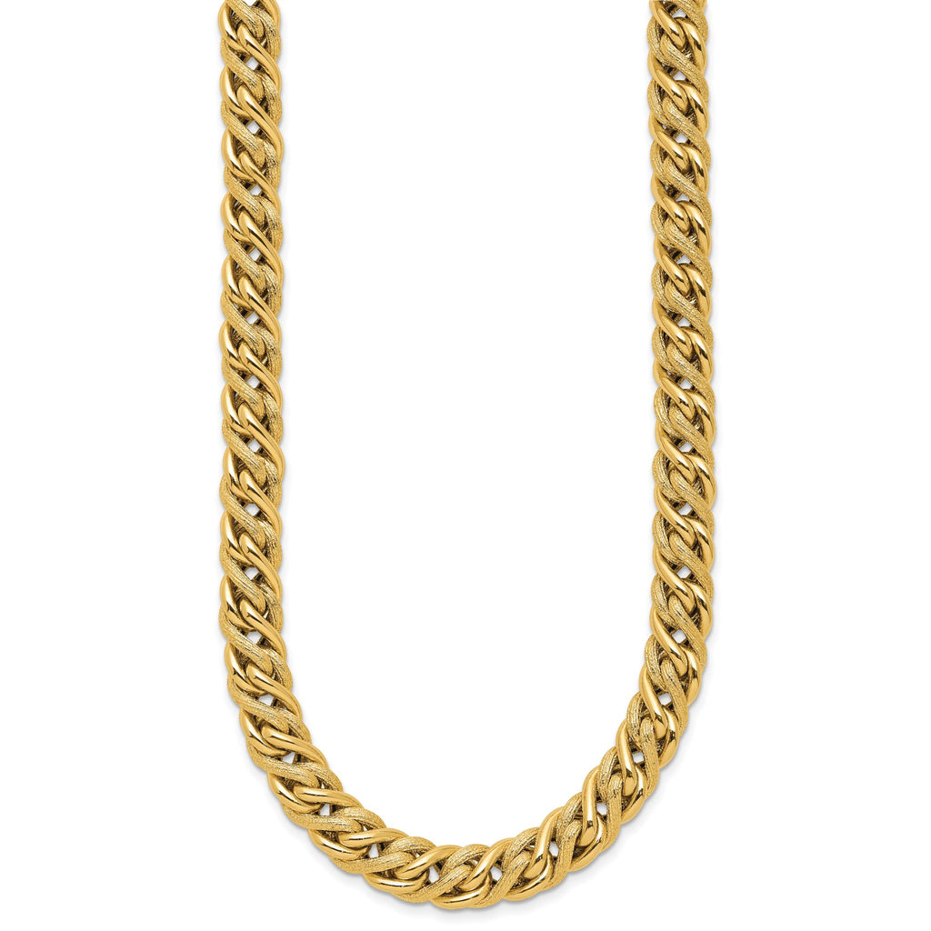 14K Polished and Textured Fancy Link Necklace