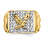 14k 1/10 carat A Diamond Mens Eagle Ring