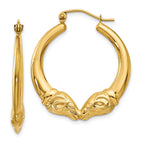 14K Gold Polished Ram Hoop Earrings for Women Elegant Creole Style