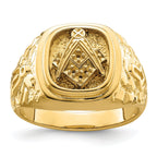 10k Polished and Nugget Texture Masonic Ring Mounting (No Stone Included)
