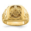 10k Polished and Nugget Texture Masonic Ring Mounting (No Stone Included)