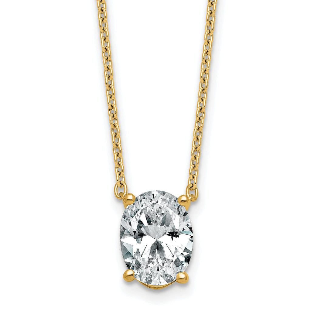 14k 2 1/2 carat Lab Grown Diamond VS+ F+ Oval Complete Four Prong 18 inch Pendant Necklace