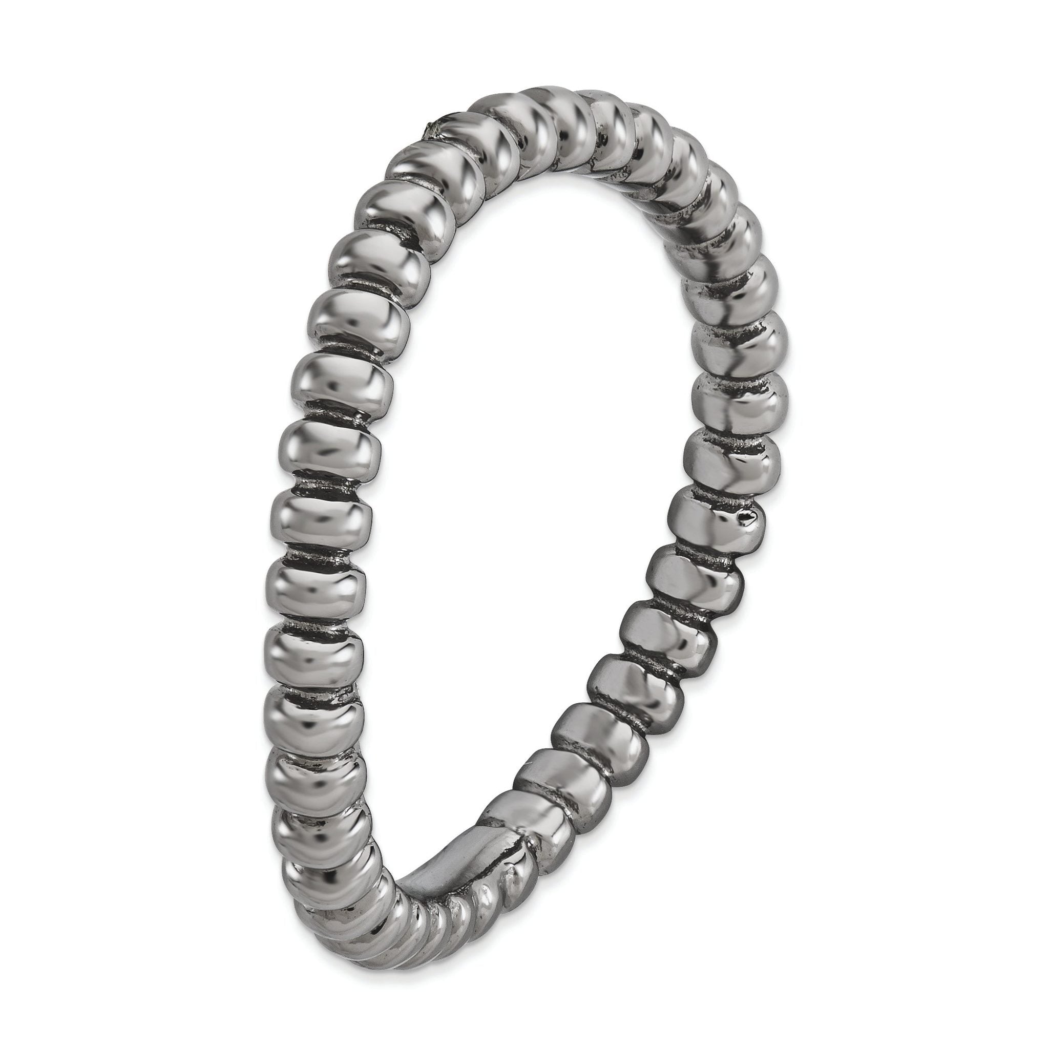Black-Plated Wave Stackable Ring in Sterling Silver