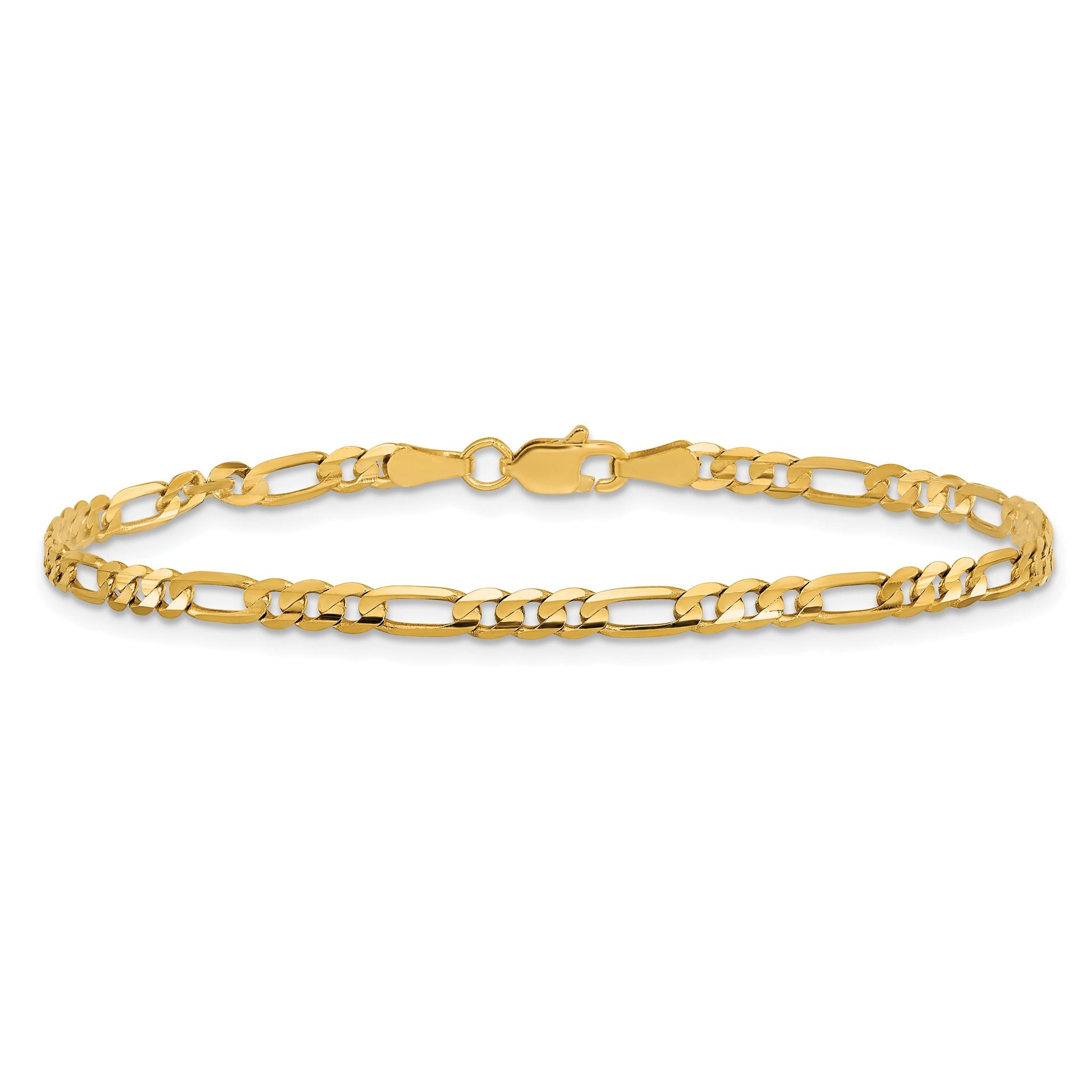 Flat Figaro Chain in 10K Yellow Gold, 3mm
