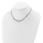 Sterling Silver Rh-plt Polish 2-strand Fancy w/1.75in ext Necklace