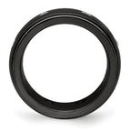 White Sapphire Grooved Wedding Band in Titanium, 9mm