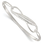 Sterling Silver 925 Infinity Feather Bangle with Polished Finish