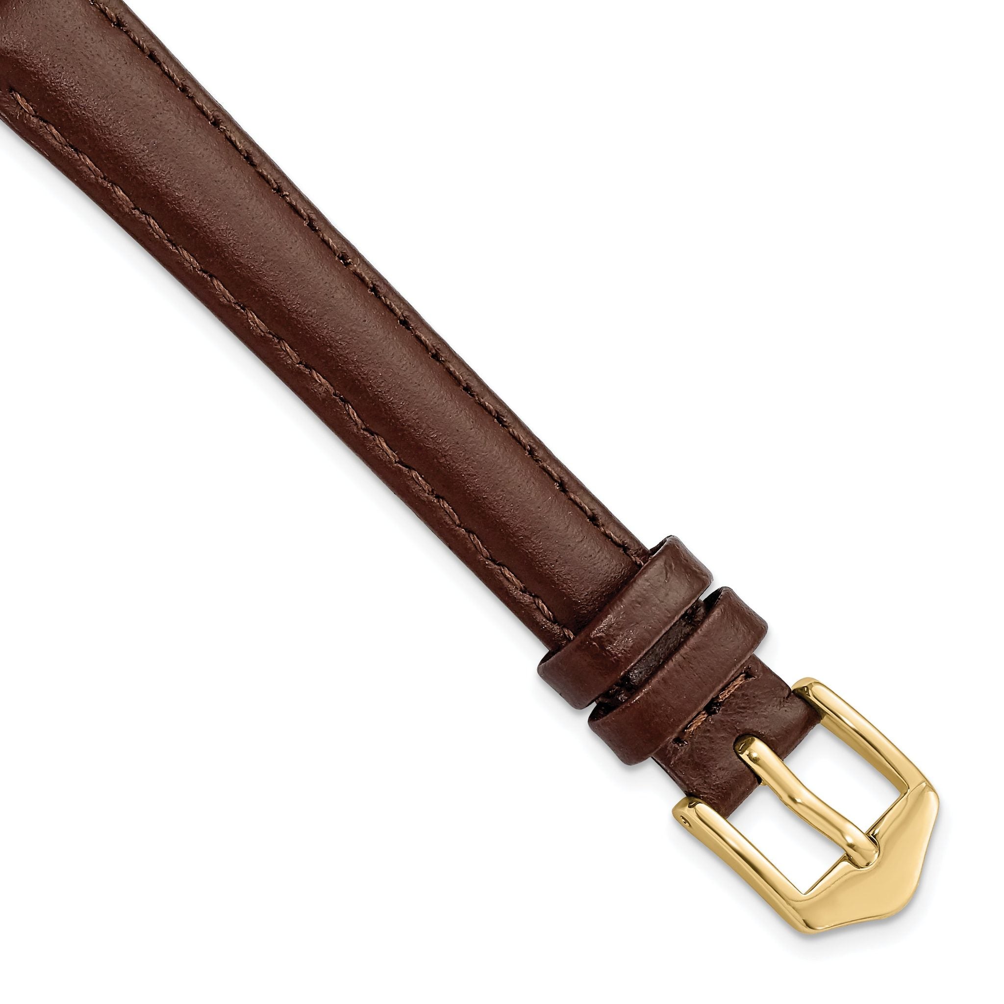 12mm Long Brown Oilskin Leather with Gold-tone Aluminum Buckle 7.4 inch Watch Band Main image