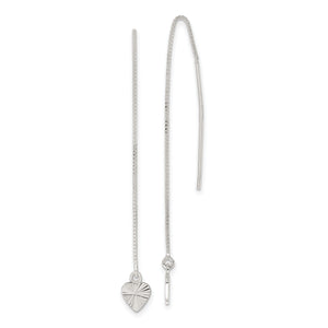 Heart Dangle Earrings in Sterling Silver, Diamond-Cut - Sophia Jewelers