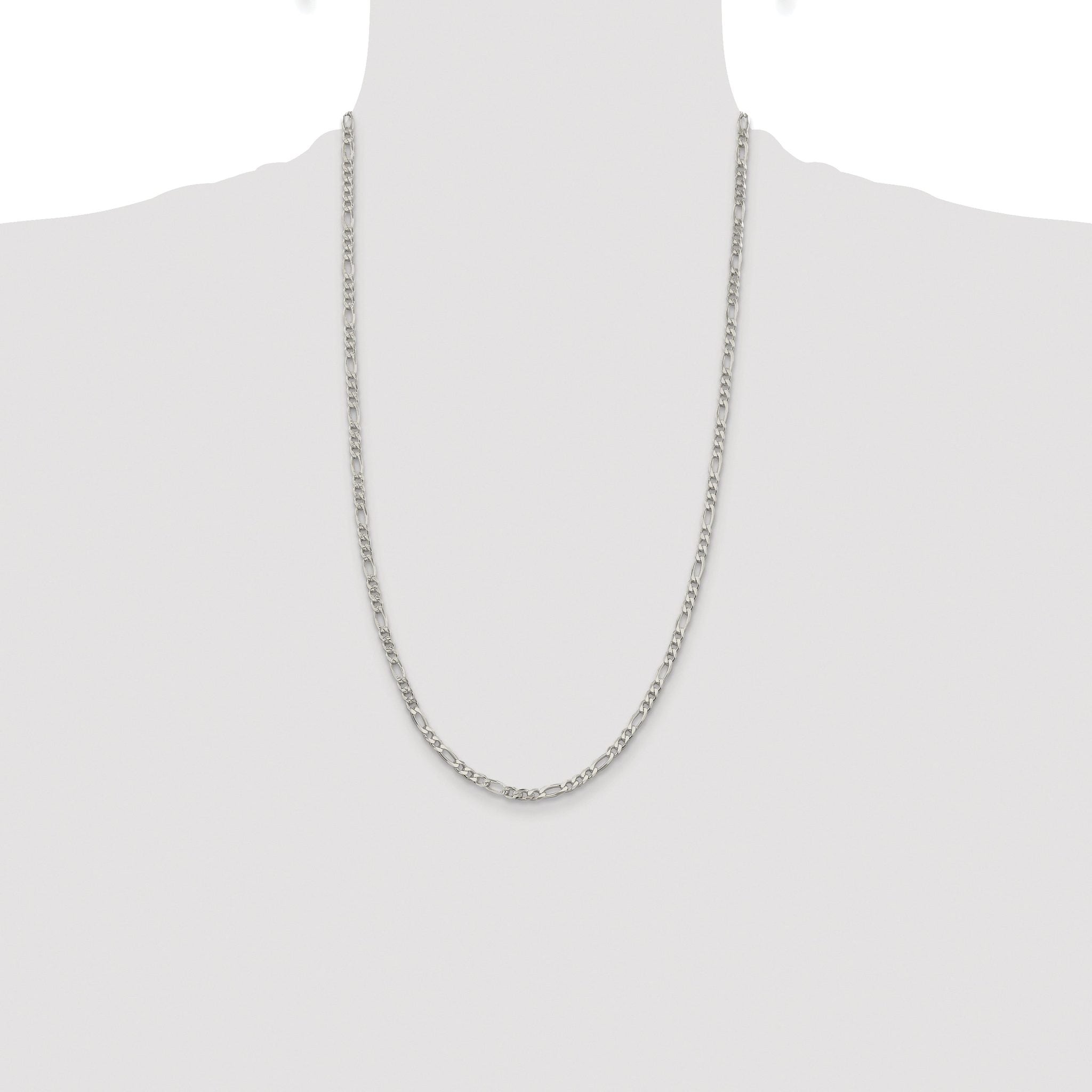 Pavé Flat Figaro Chain in Sterling Silver, 4mm