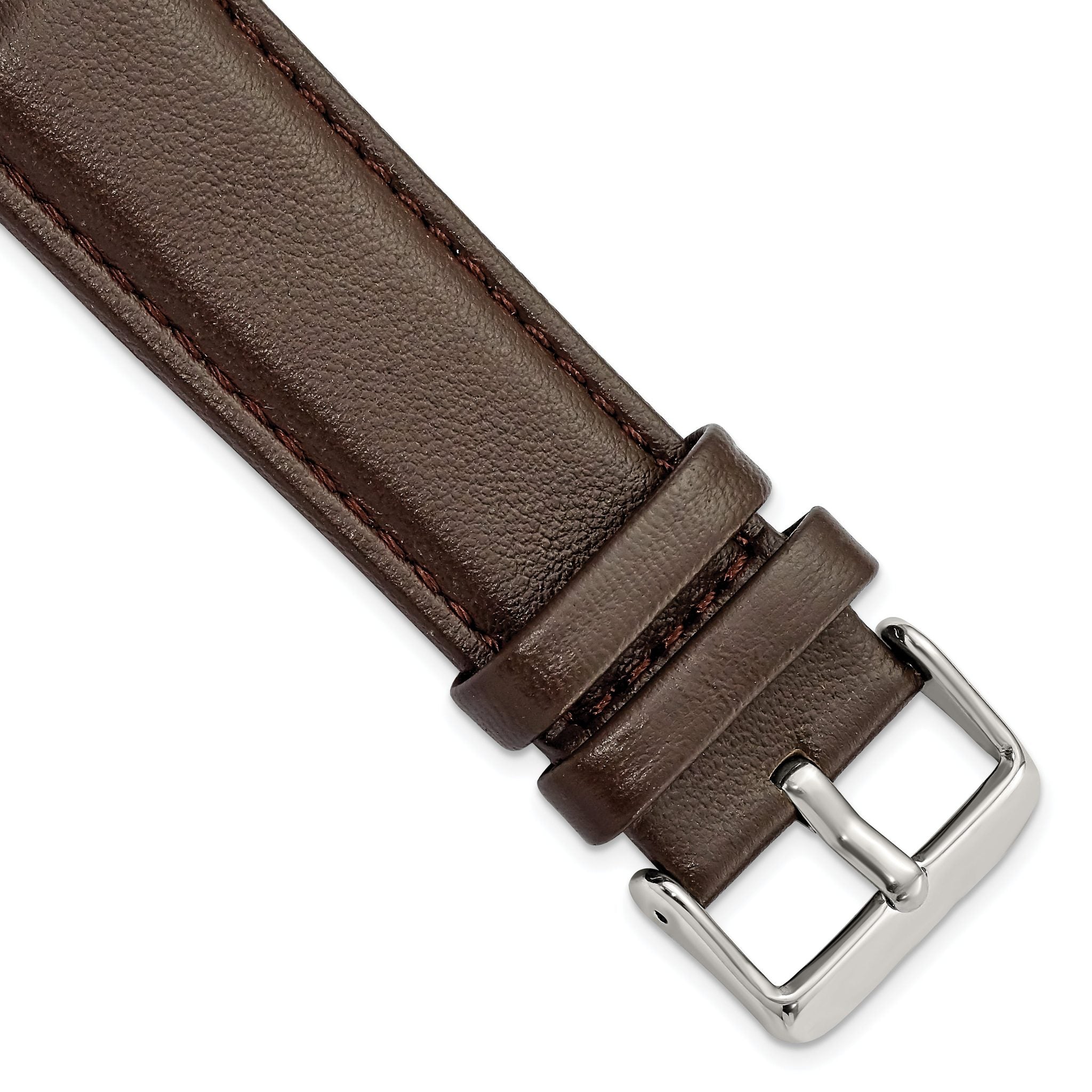 Glove Leather Watch Band in Dark Brown with Panerai-Style Buckle, 19mm