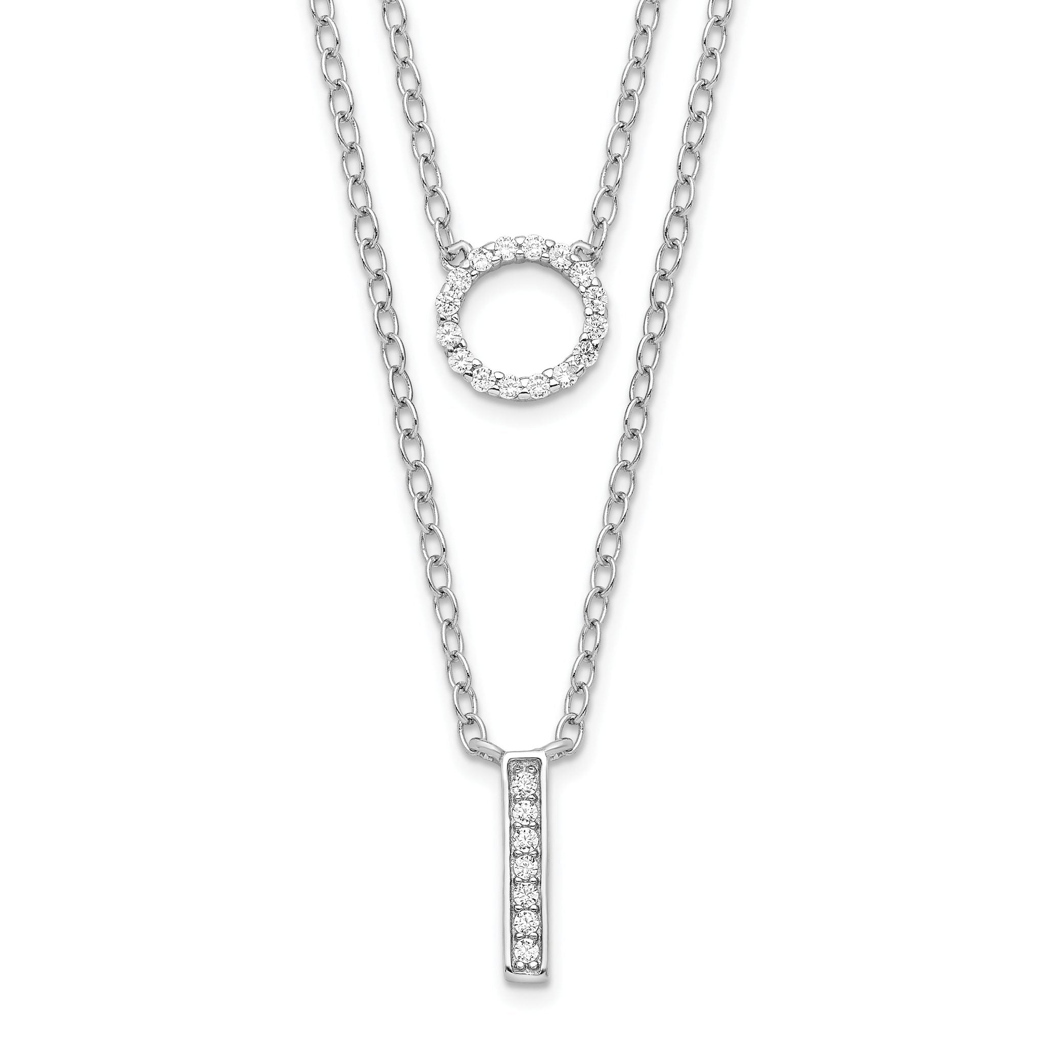 Sterling Silver Rhodium-plated CZ  2-Strand Necklace Main image