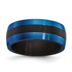 Carbon Fiber & Blue IP Wedding Band in Stainless Steel, 8mm