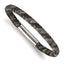 Stainless Steel Polished Black and Grey Braided Leather Bracelet
